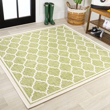 Trebol Moroccan Trellis Textured Weave Indoor/outdoor Square Rug